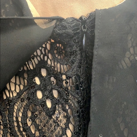 R&M Richards lace beaded dress with sheer overlay - Picture 7 of 8